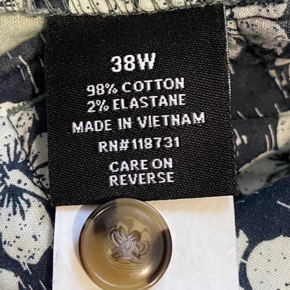 BERKLEY JENSEN Mens Sz 38 Tropical Teal Green Leaf Print Shorts Flat Front - Picture 7 of 8